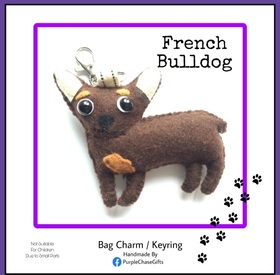 Brown French Bulldog Keyring